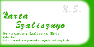 marta szalisznyo business card